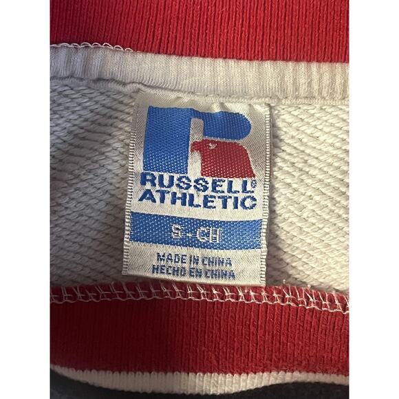 Russell Athletic Sweater Mens Small White Red Black Varsity Chenille R Knit - Picture 7 of 13